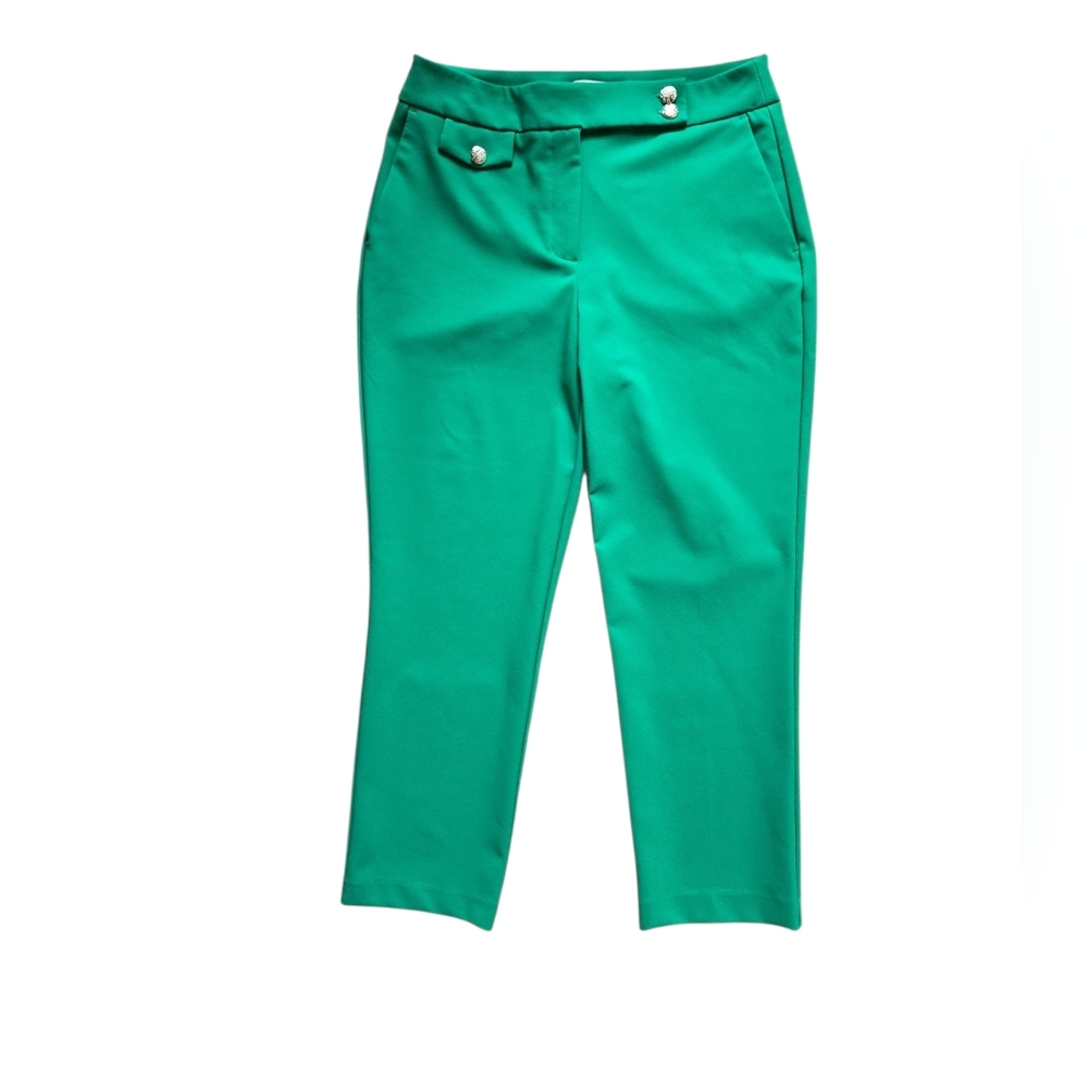 Rachel Zoe Emerald Green Ankle Career Pants w/ Embellished Buttons~ Size 6
